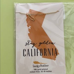 Lucky Feather California necklace, 14k gold plated